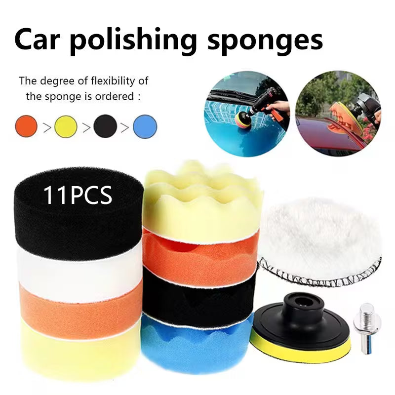 11pcs Car Polishing & Buffing Kit with Drill Adapter