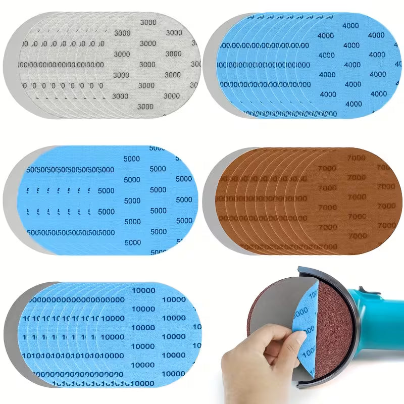 50pcs High Abrasion Wet/Dry Sandpaper Disc Set