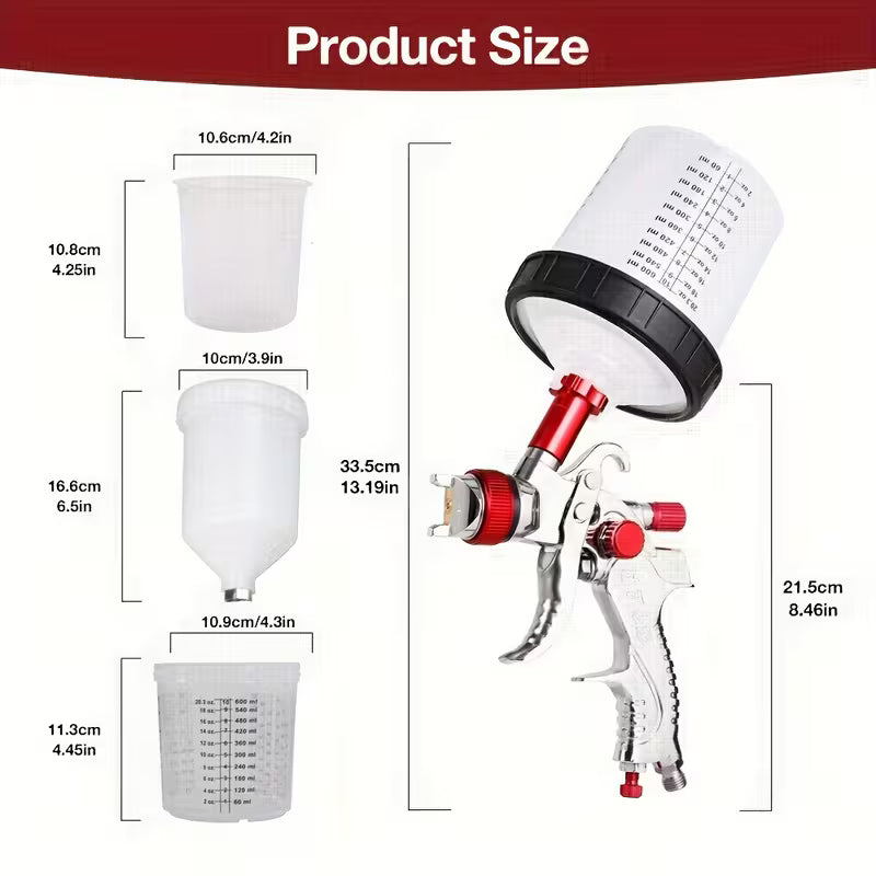 ProFinish HVLP Spray Gun Kit – 3 Nozzles (1.4 / 1.7 / 2.0mm), Disposable Cup System