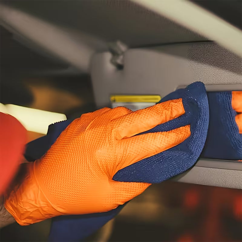 100pcs Orange Diamond Textured Nitrile Gloves