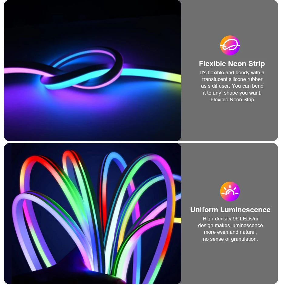 RGBIC Neon LED Strip – USB/BT, 3M/5M