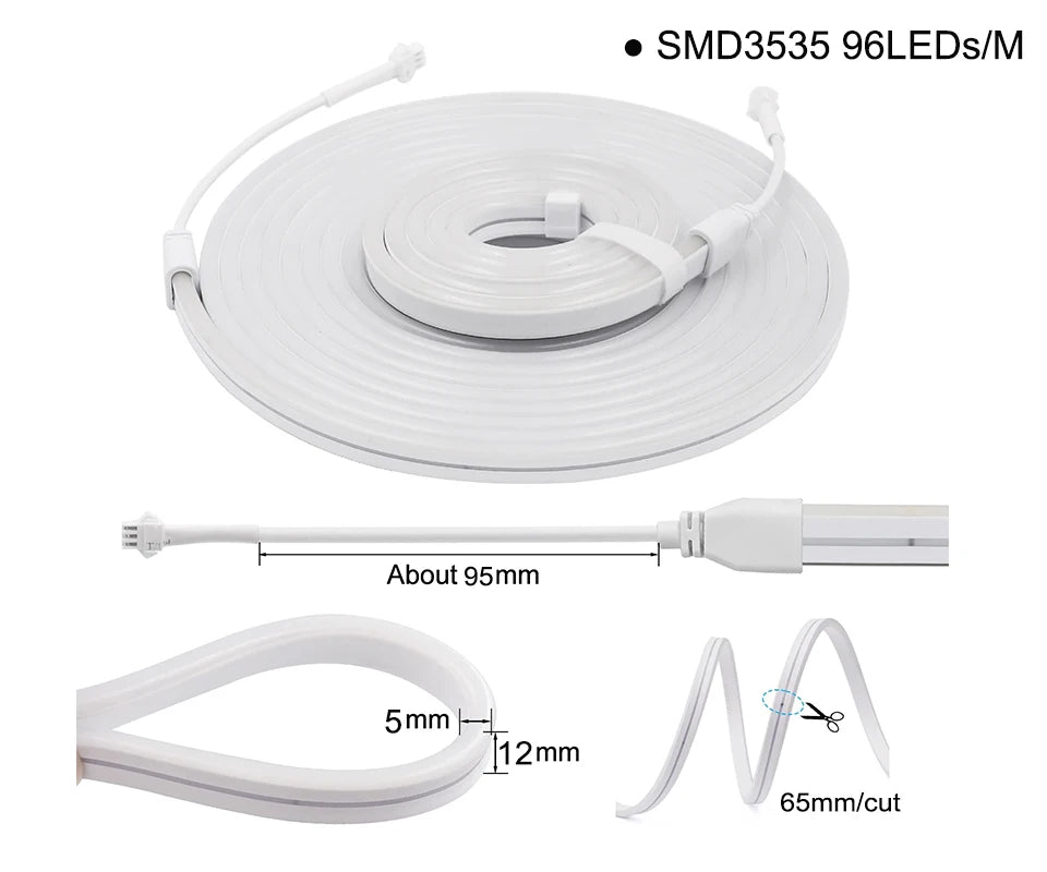 RGBIC Neon LED Strip – Flexible USB/BT Control, 3M/5M Multi-Color Light Decoration