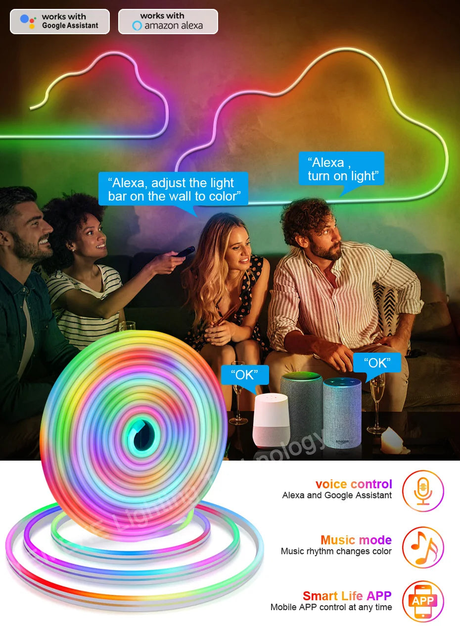 RGBIC Neon LED Strip – USB/BT, 3M/5M