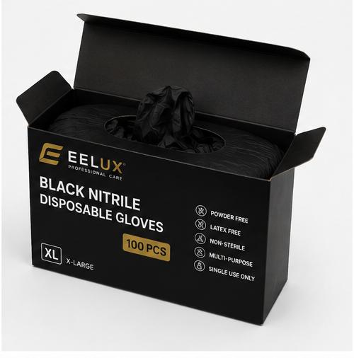 EELUX Black Nitrile Disposable Gloves – 100 Pieces