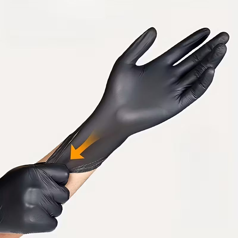 Black Nitrile Disposable Gloves – 100pcs for Car Painting