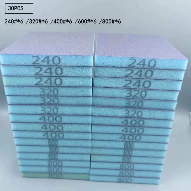 30-Piece Double-Sided Sandpaper Set (60–800 Grit)