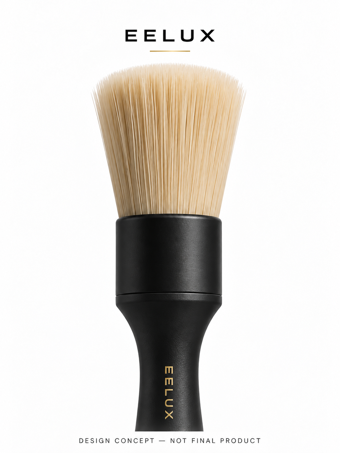 EELUX proposed detailing brush set, bristle close-up. Design concept, not a final manufactured product.
