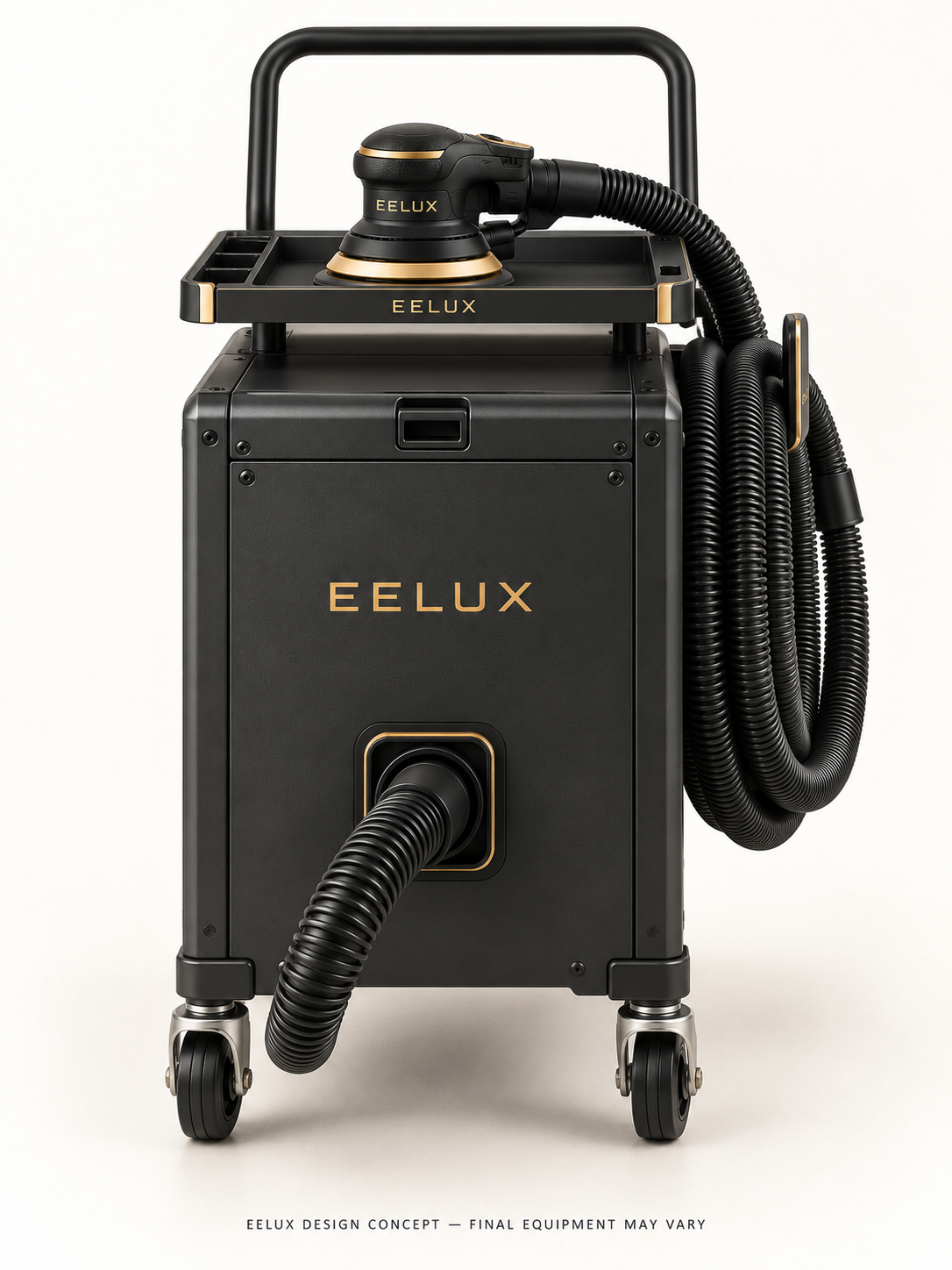 EELUX mobile sanding dust extraction workstation design concept 2. AI-generated rendering; final equipment appearance and specification to be agreed.