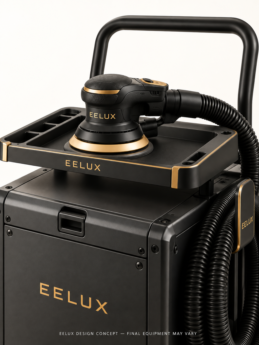 EELUX mobile sanding dust extraction workstation design concept 3. AI-generated rendering; final equipment appearance and specification to be agreed.