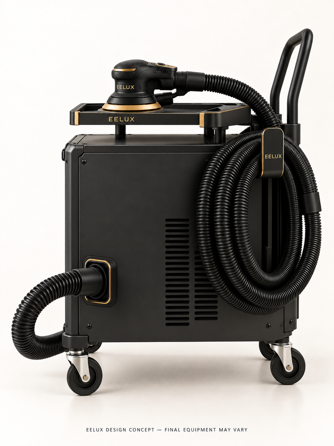 EELUX mobile sanding dust extraction workstation design concept 4. AI-generated rendering; final equipment appearance and specification to be agreed.